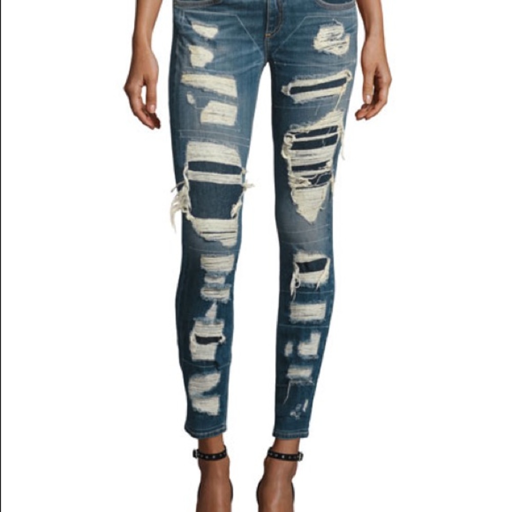 Dre Distressed & Repaired Mid-Rise Skinny Jeans - Picture 6 of 6